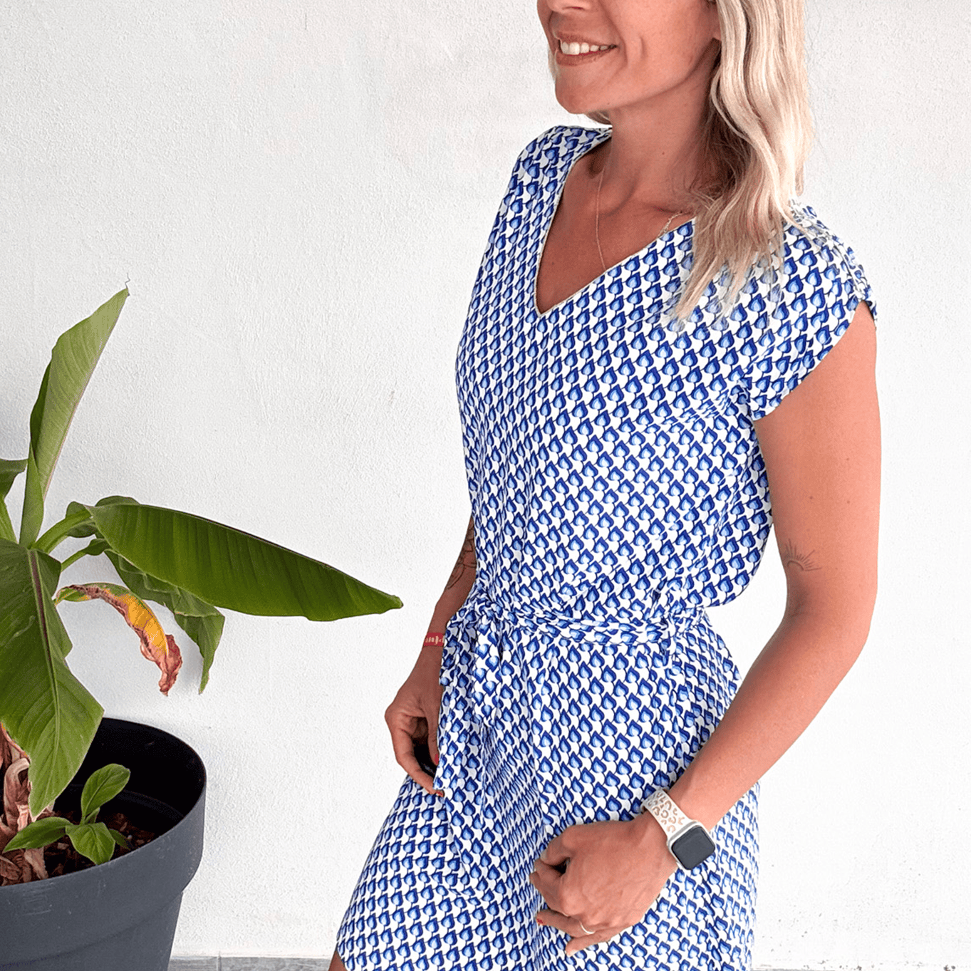 Robe droite fluide bleu