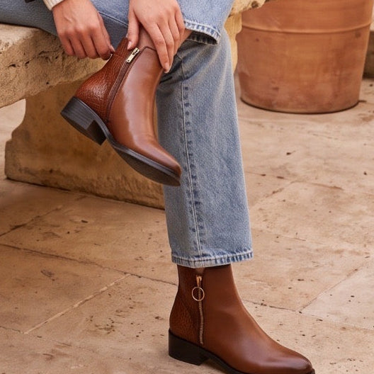 Bottines camel plates femme
