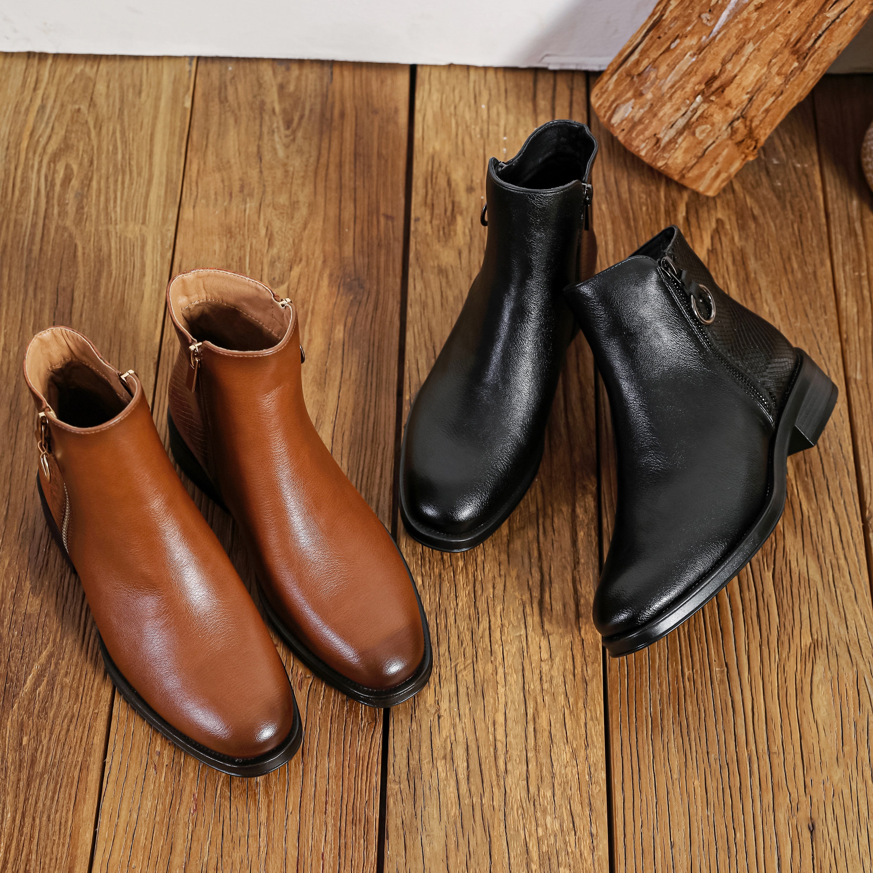 Bottines camel plates femme