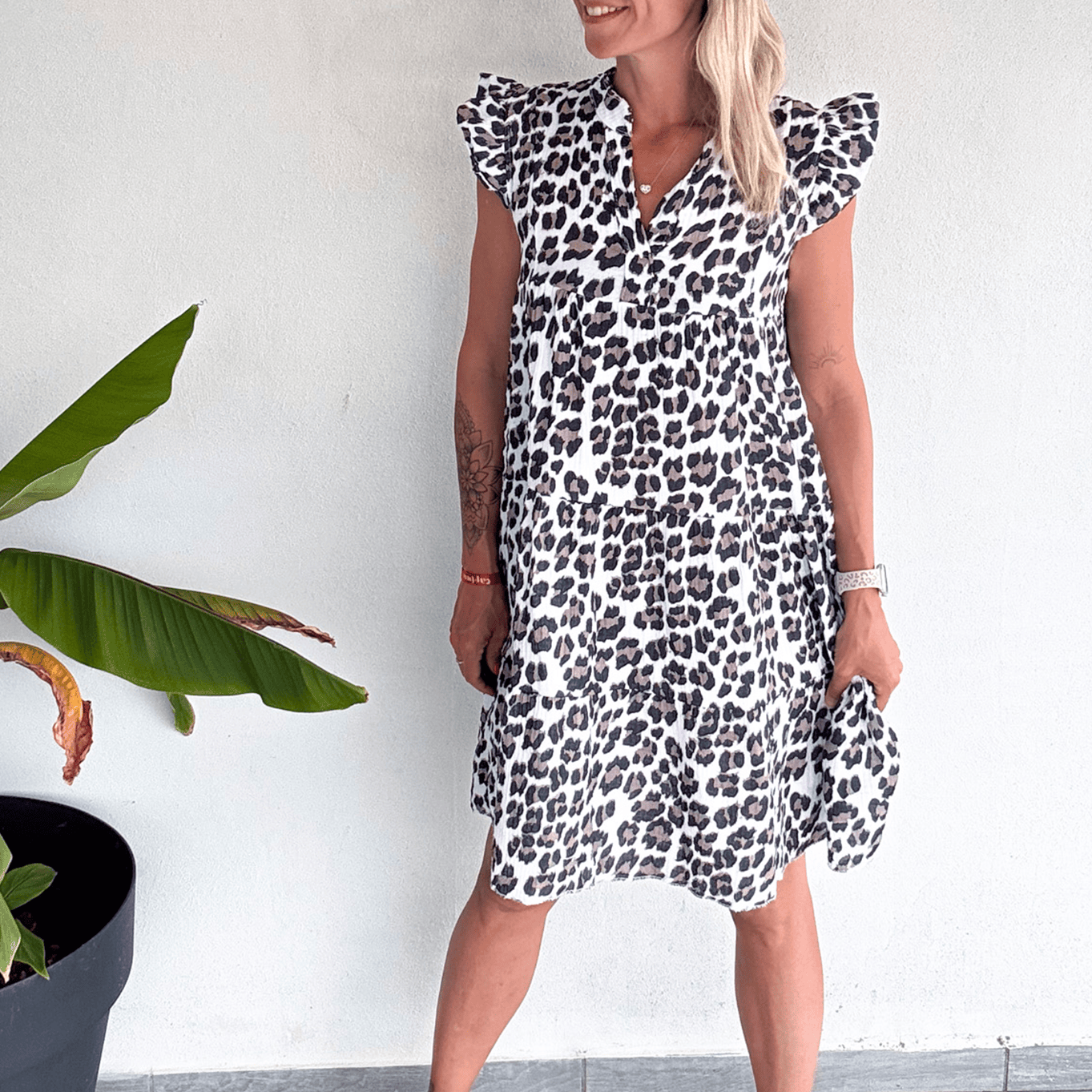 Robe ample motif léopard