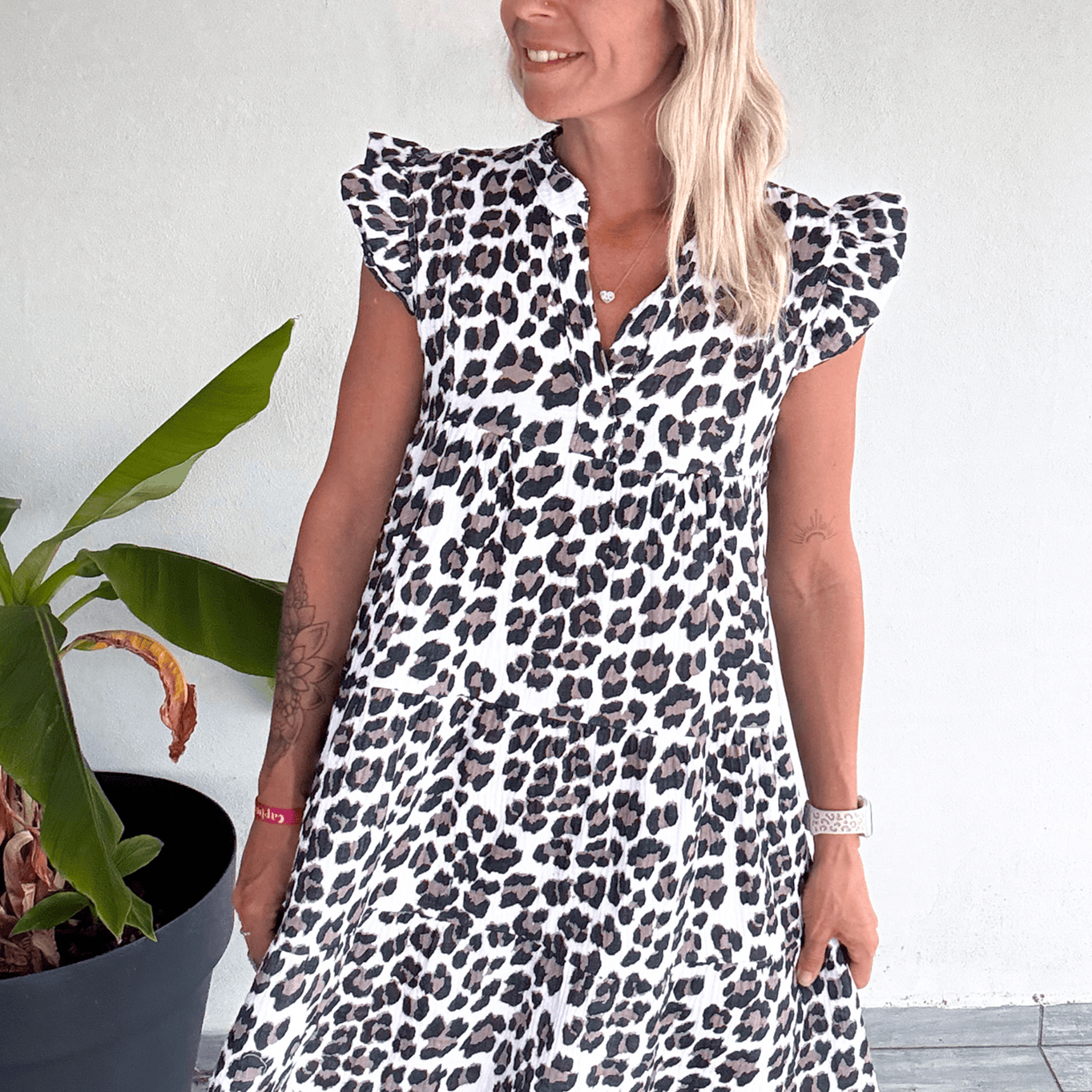 Robe ample motif léopard