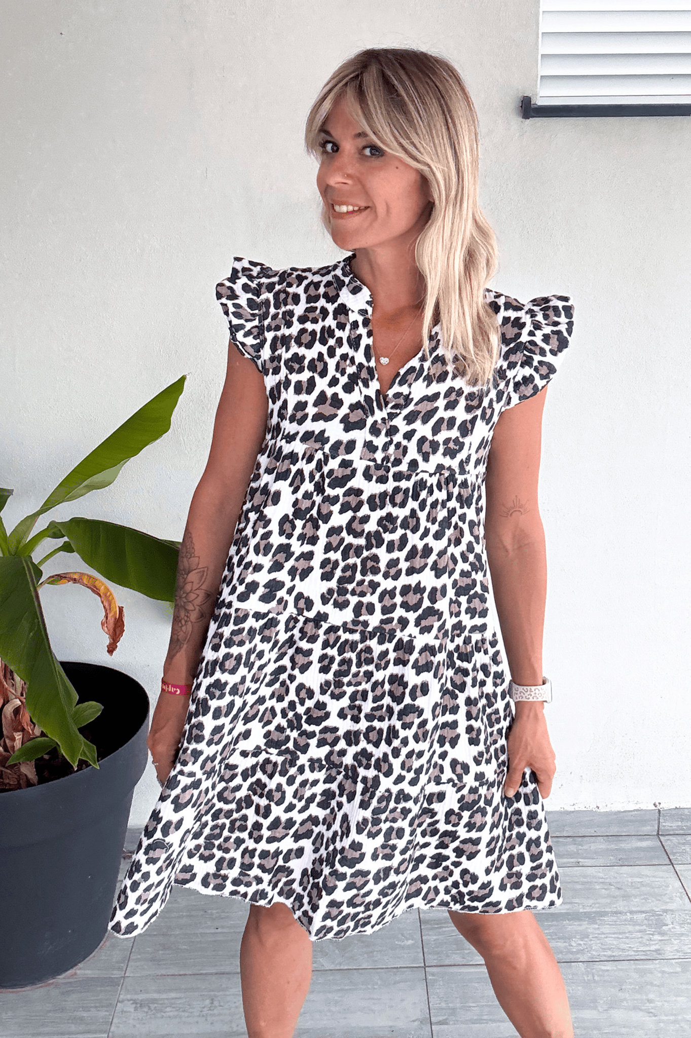 Robe ample motif léopard