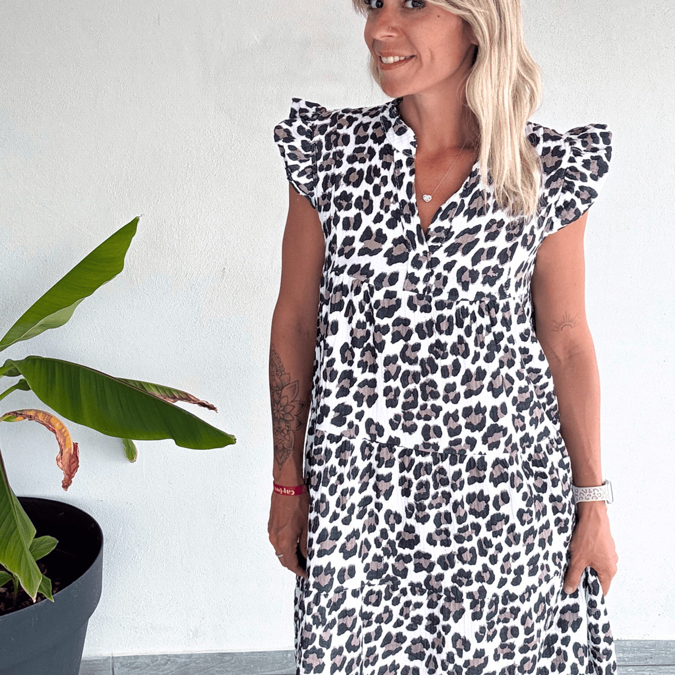 Robe ample motif léopard