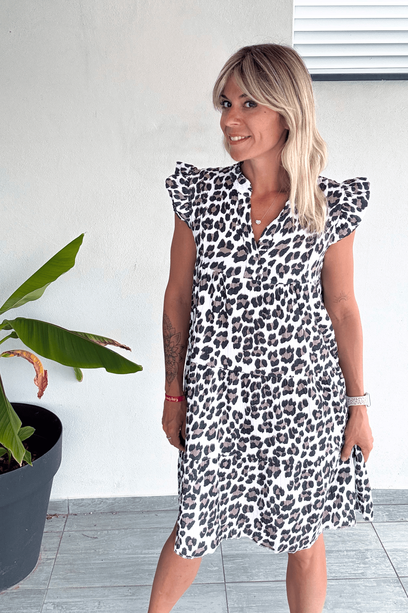 Robe ample motif léopard