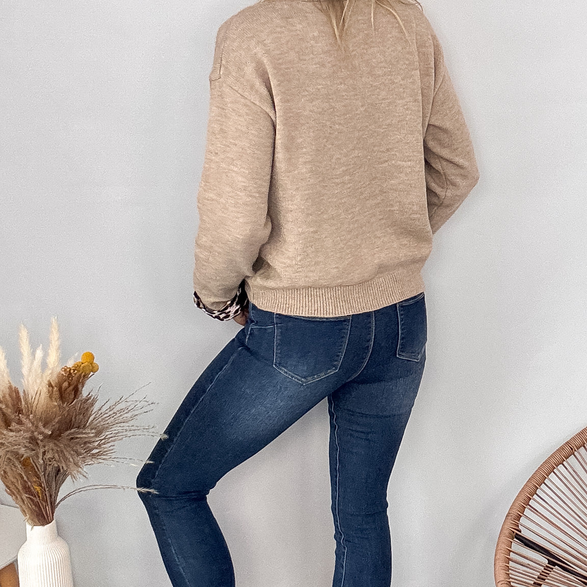 Gilet Cardigan Maille Douce taupe leopard