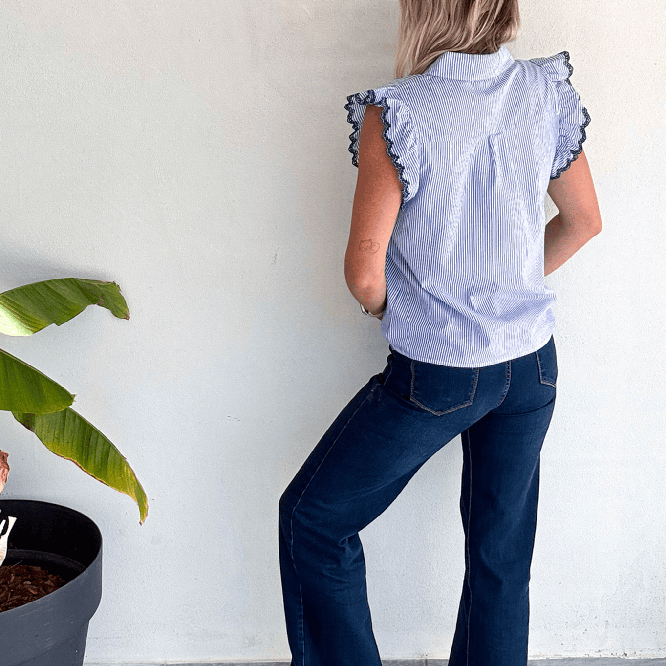 Blouse sans manches à rayures