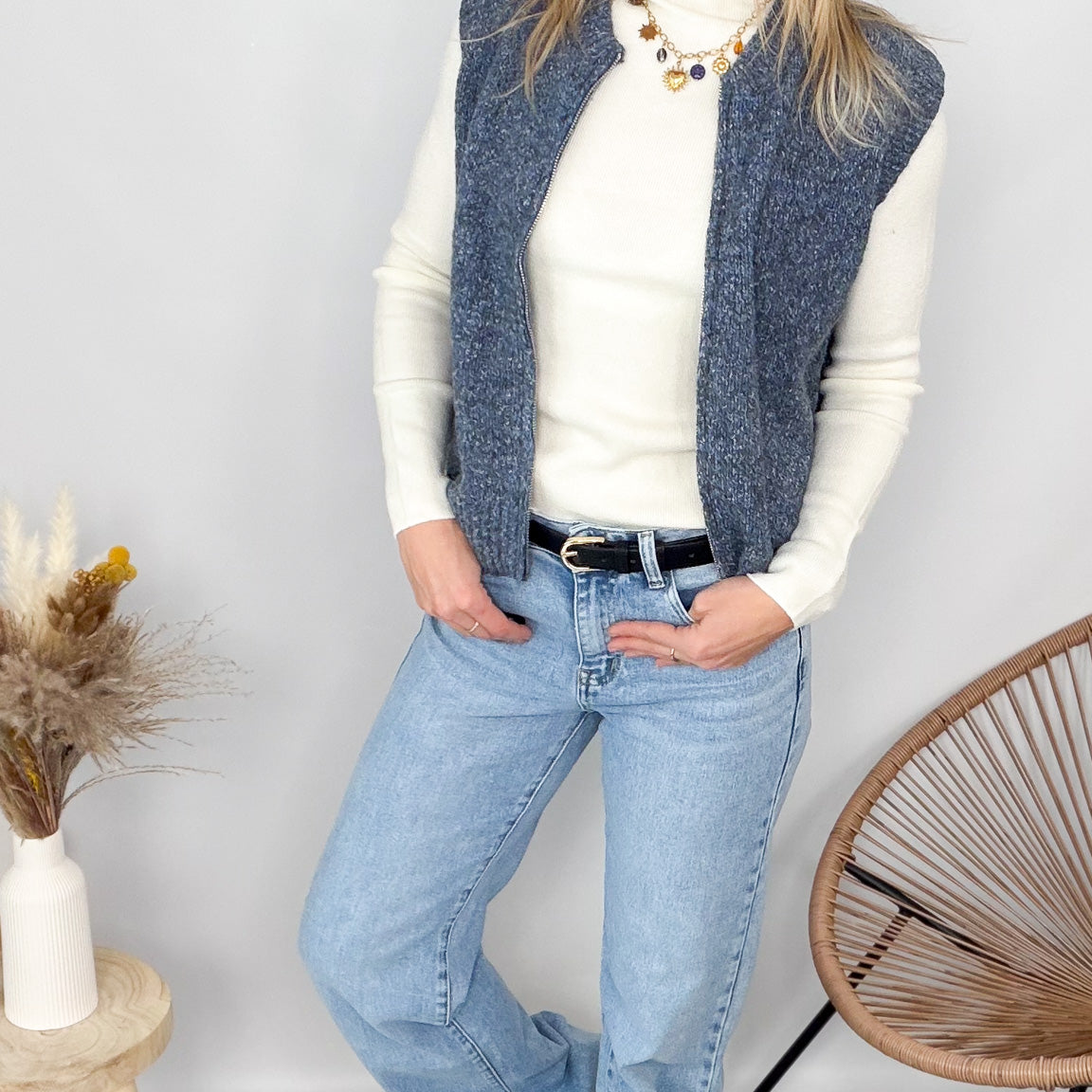 Jean Wide leg bleu clair femme