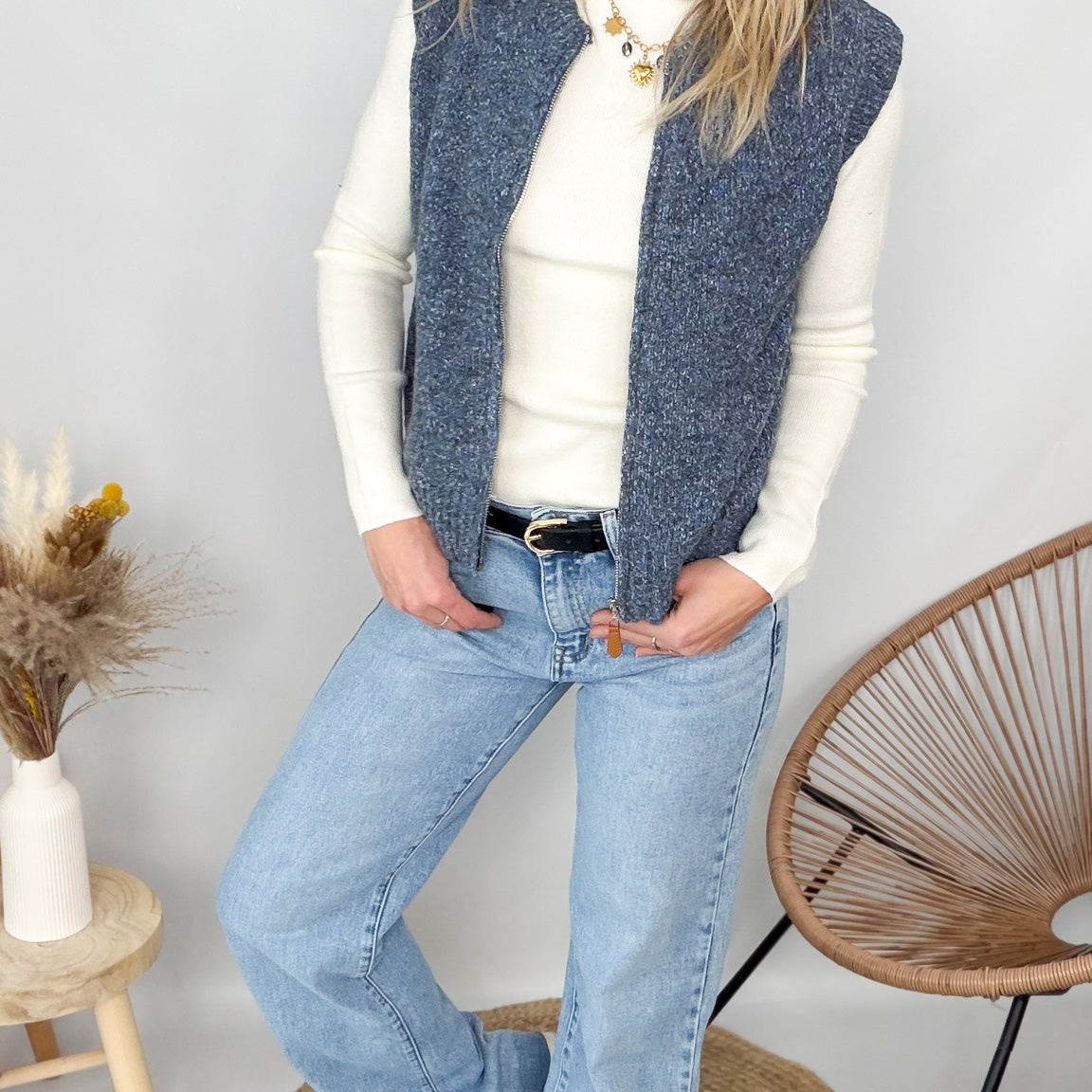 Jean Wide leg bleu clair femme