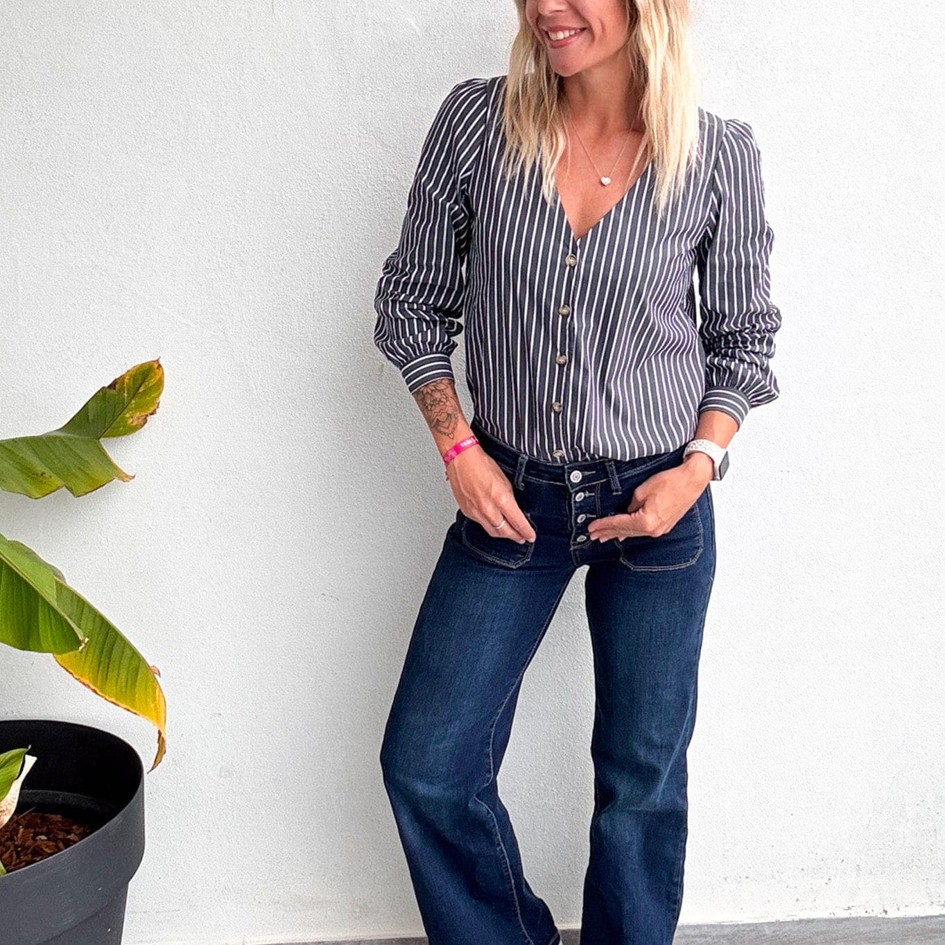 blouse rayée grise femme