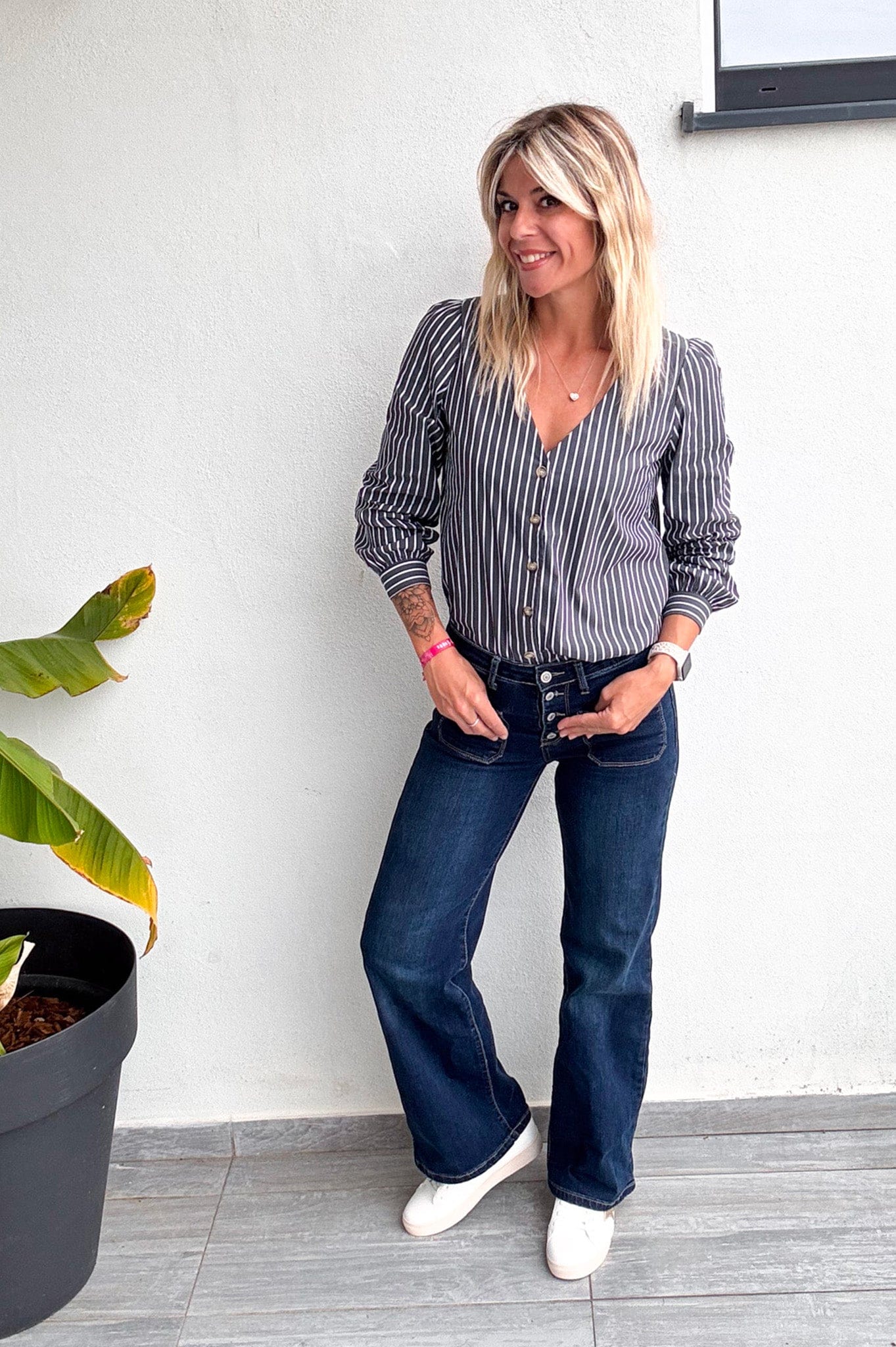 blouse rayée grise femme