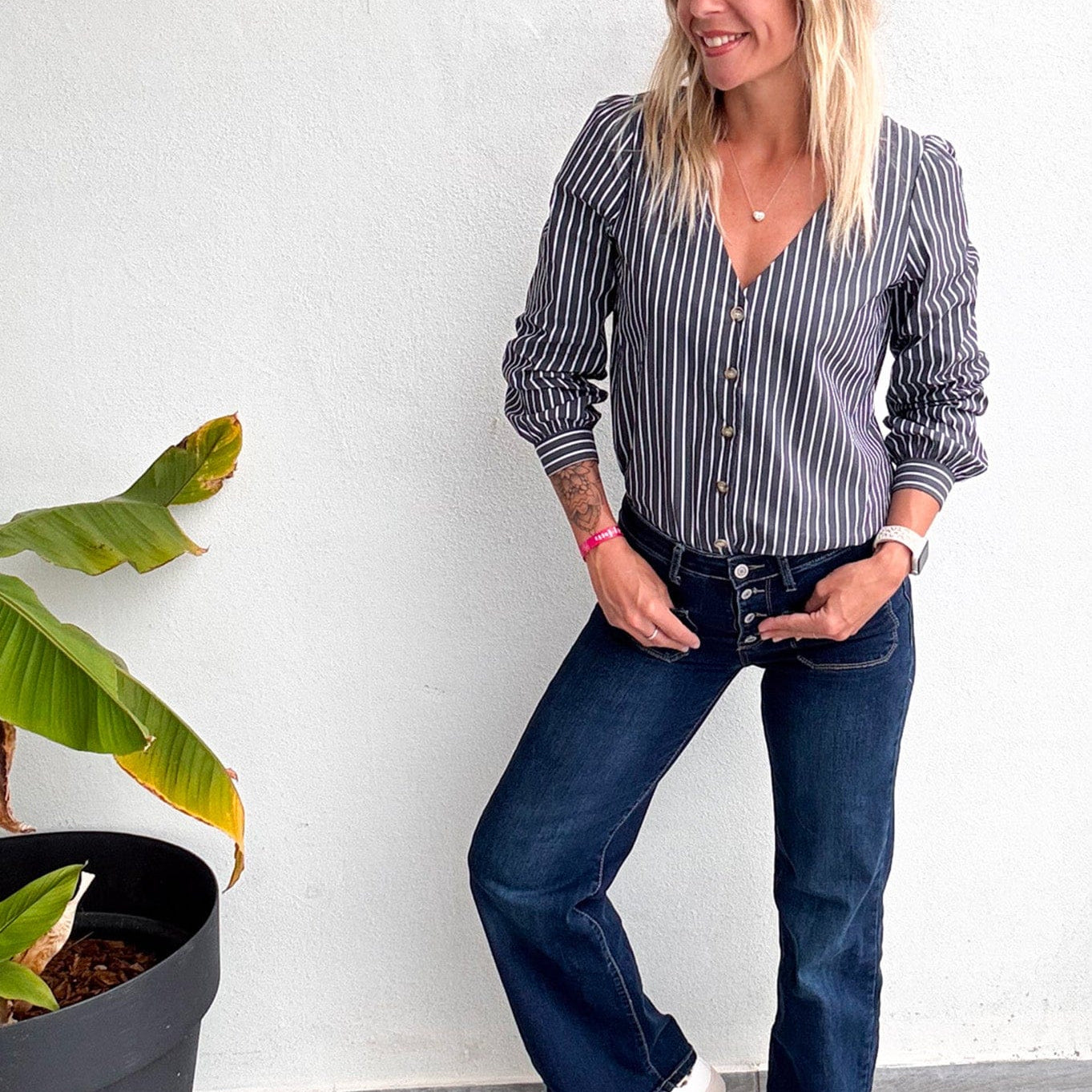 blouse rayée grise femme