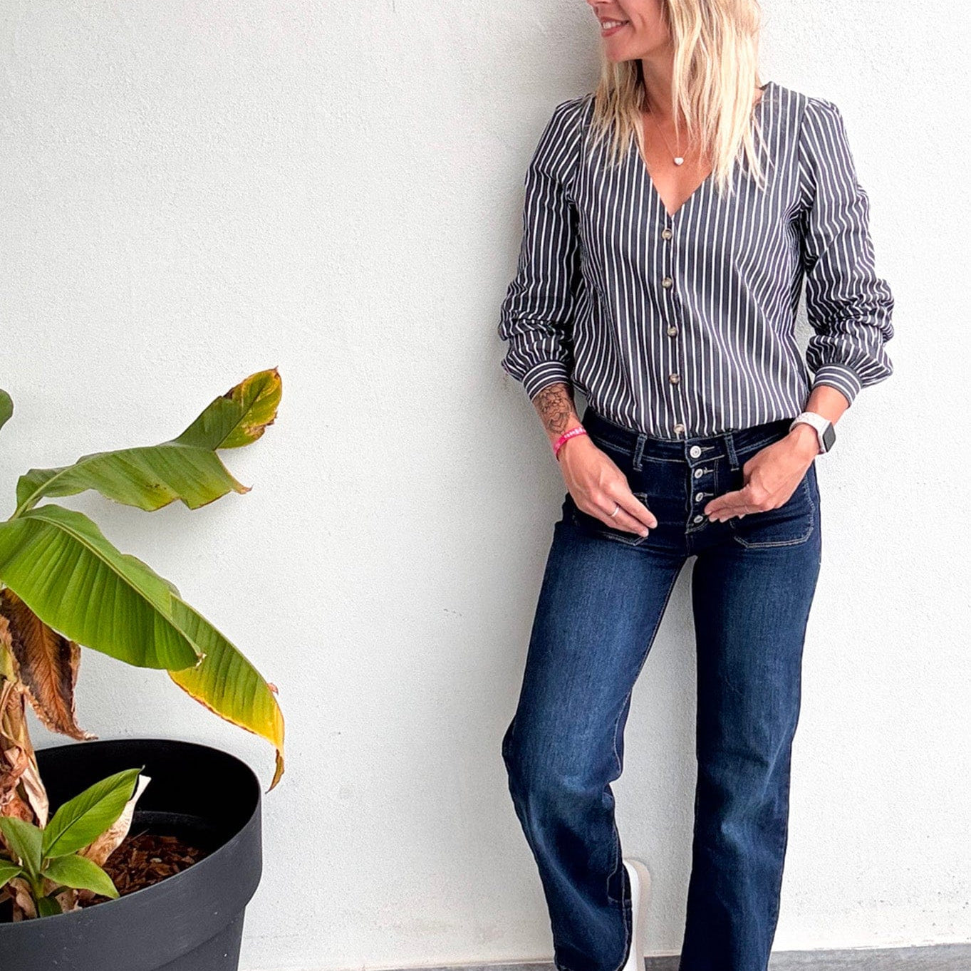 blouse rayée grise femme