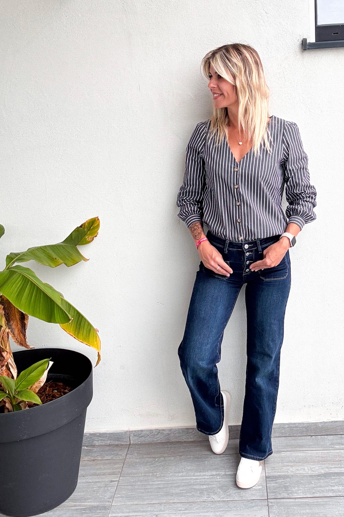 blouse rayée grise femme