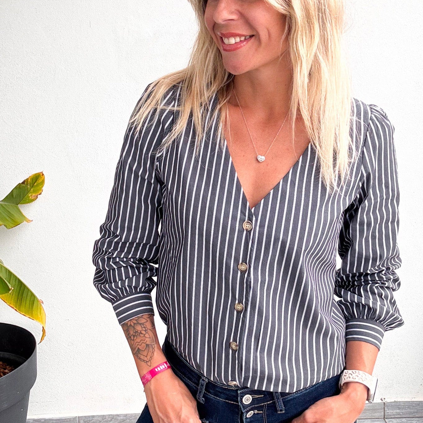 blouse rayée grise femme