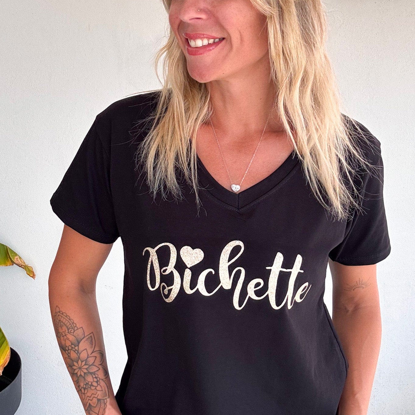 T-shirt noir, floqué "Bichette"