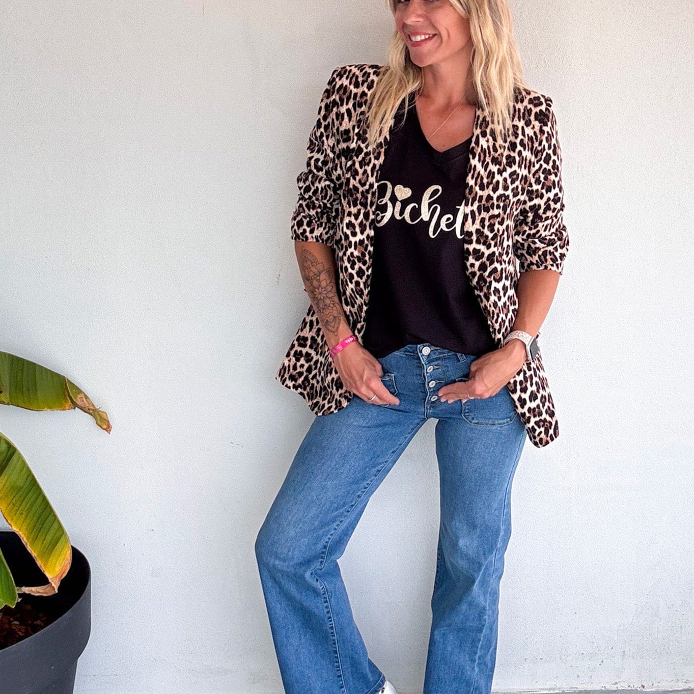 T-shirt noir, floqué "Bichette"