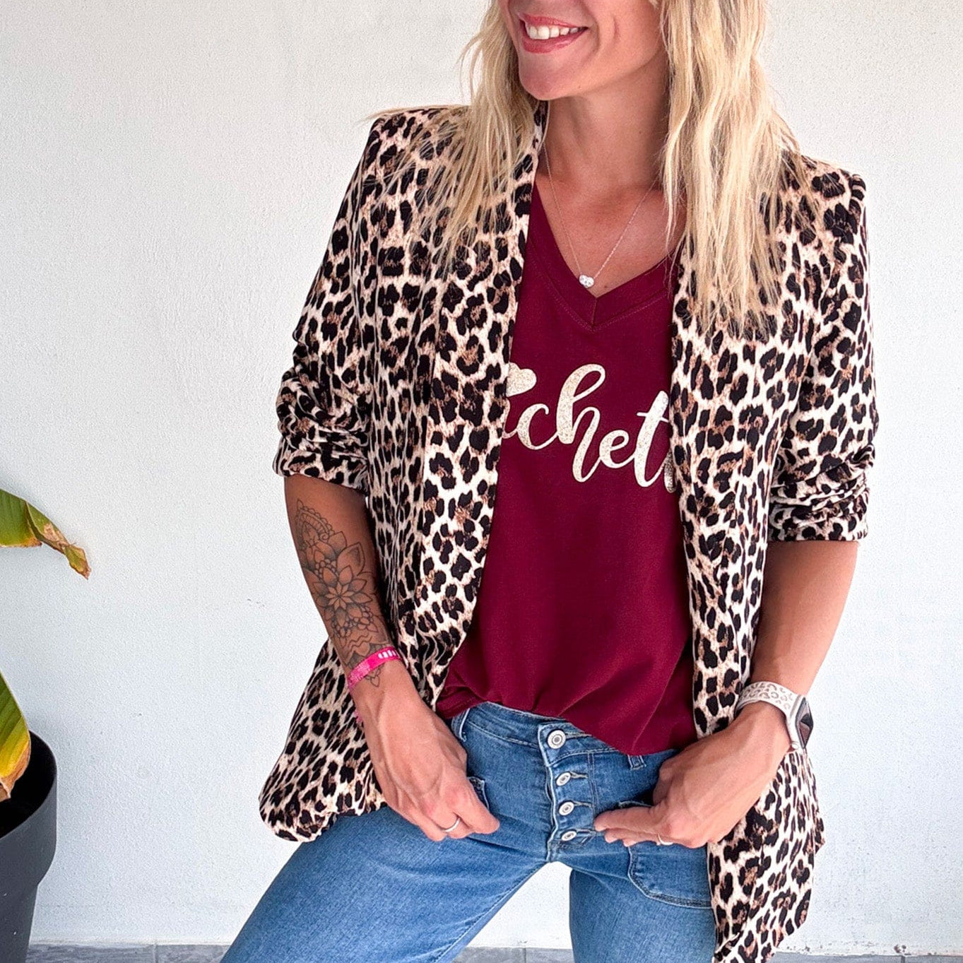 T-shirt bordeaux, floqué "Bichette"