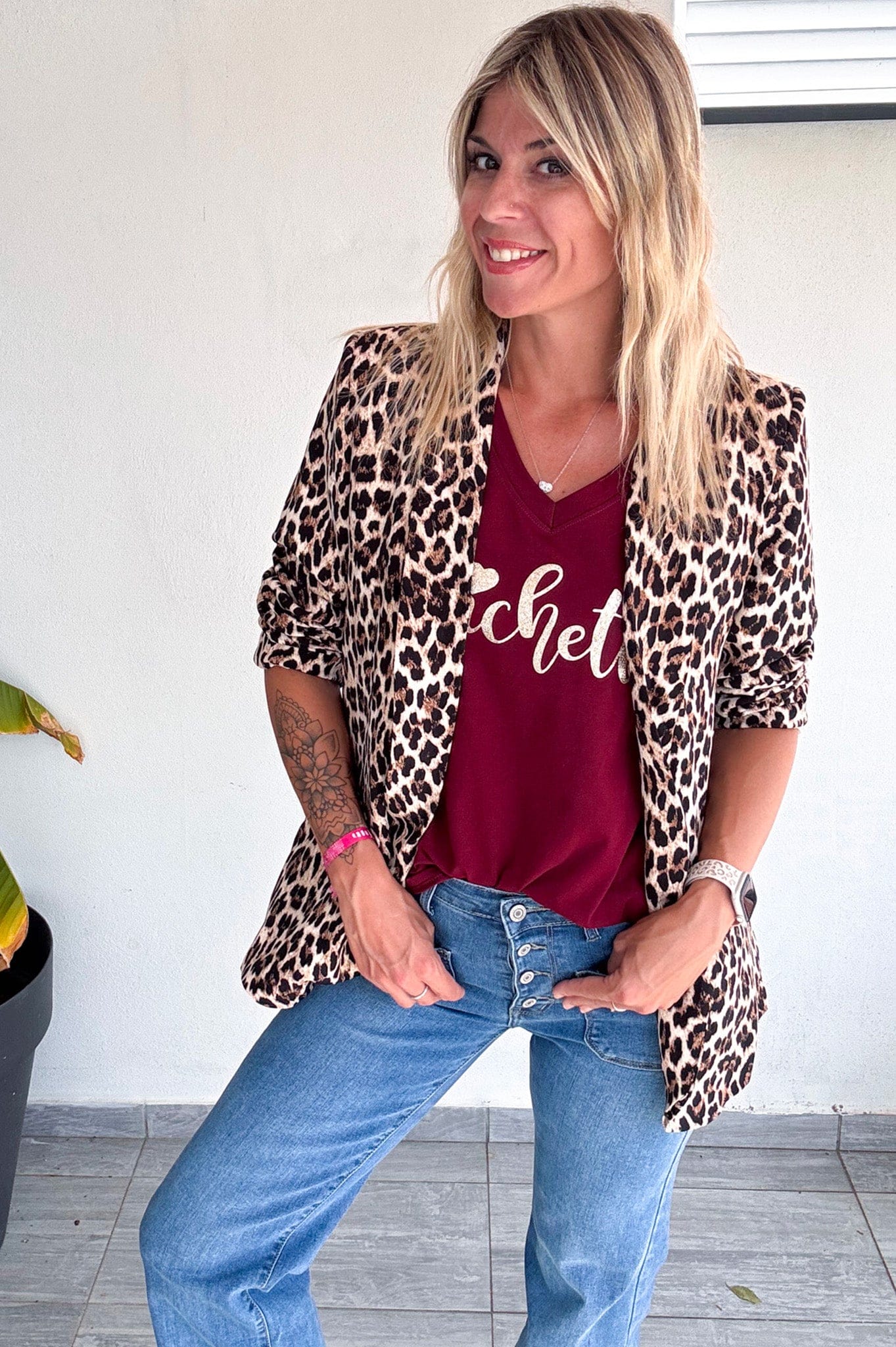 T-shirt bordeaux, floqué "Bichette"