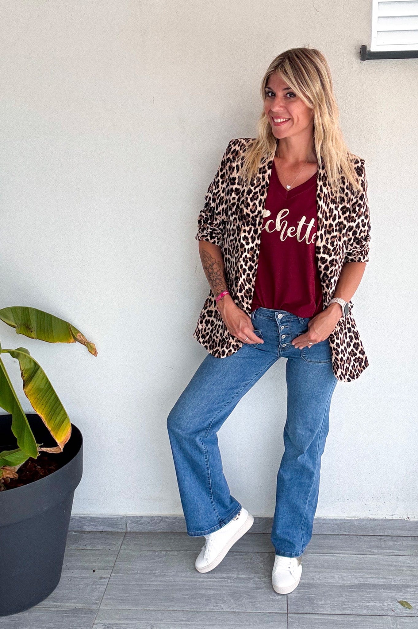 T-shirt bordeaux, floqué "Bichette"