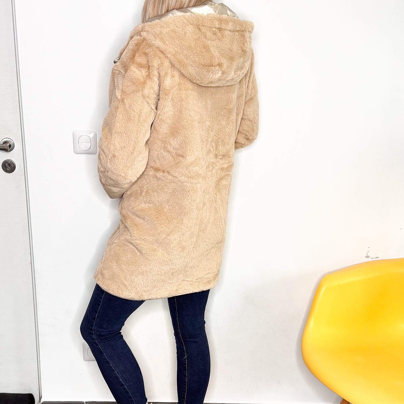 Parka or mi longue réversible fourrure