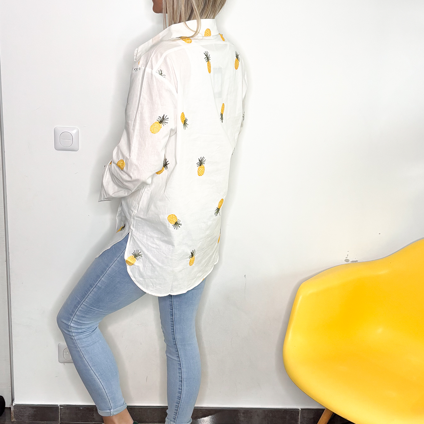 Chemise blanche longue ananas