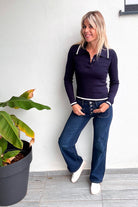 Pull fin marine avec col à revers femme