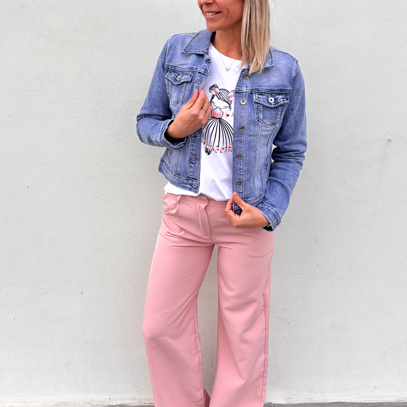 Pantalon fluide Wide leg rose