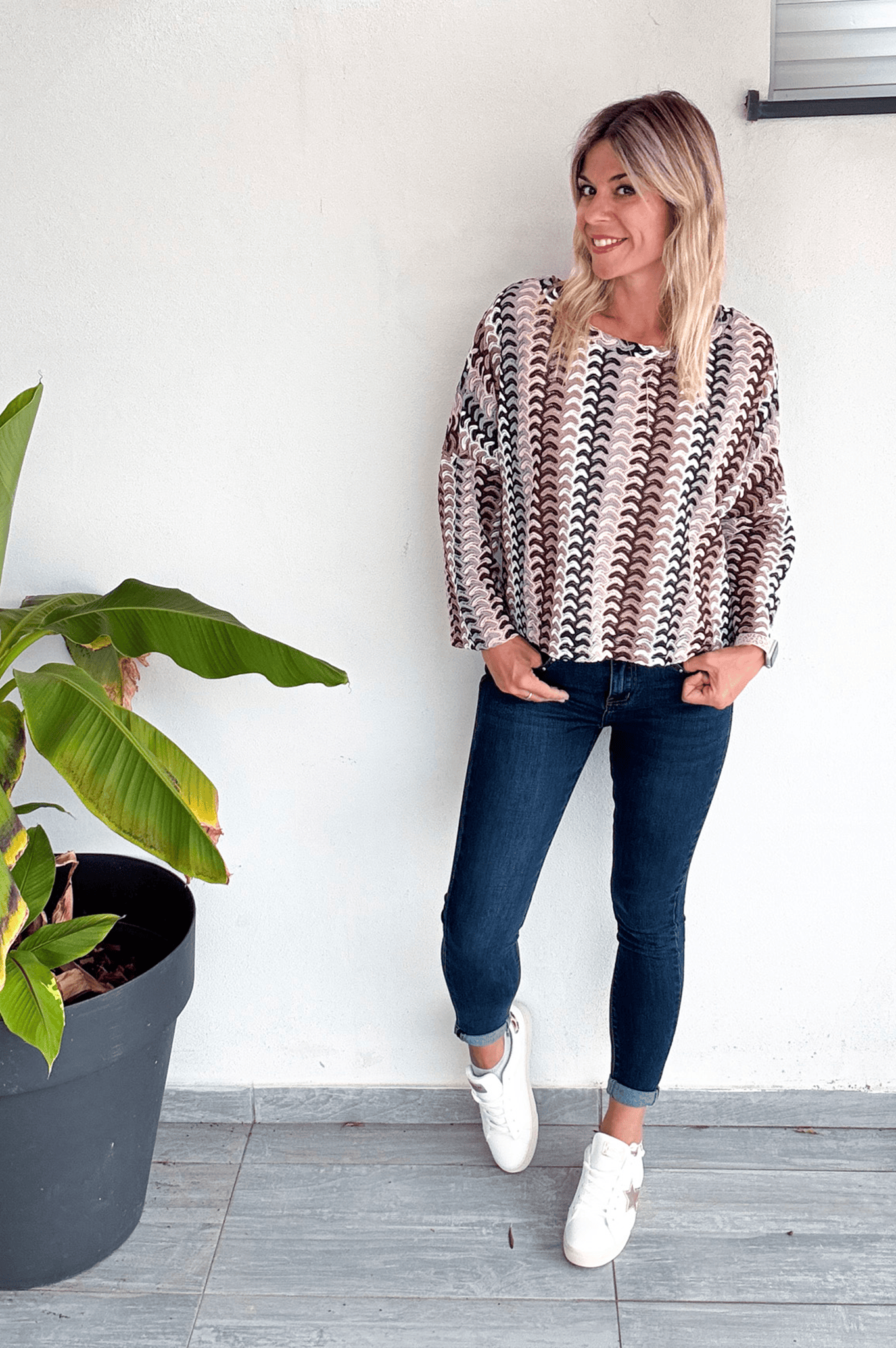 Pull en crochet col rond