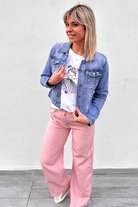 Pantalon fluide Wide leg rose