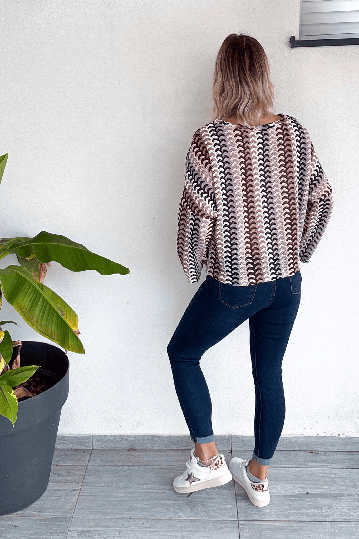 Pull en crochet col rond