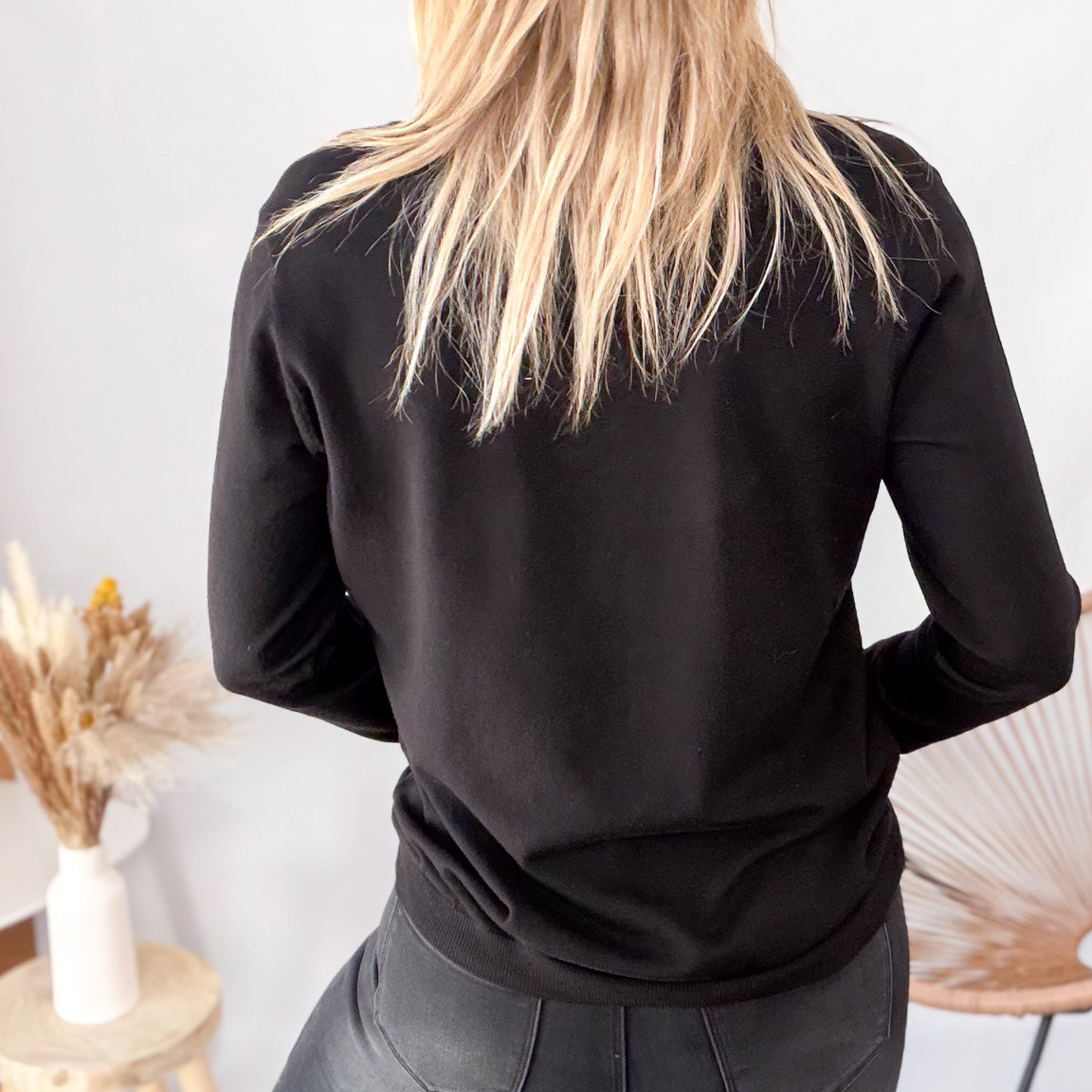 Pull Fin Noir "Rock & Roll" femme