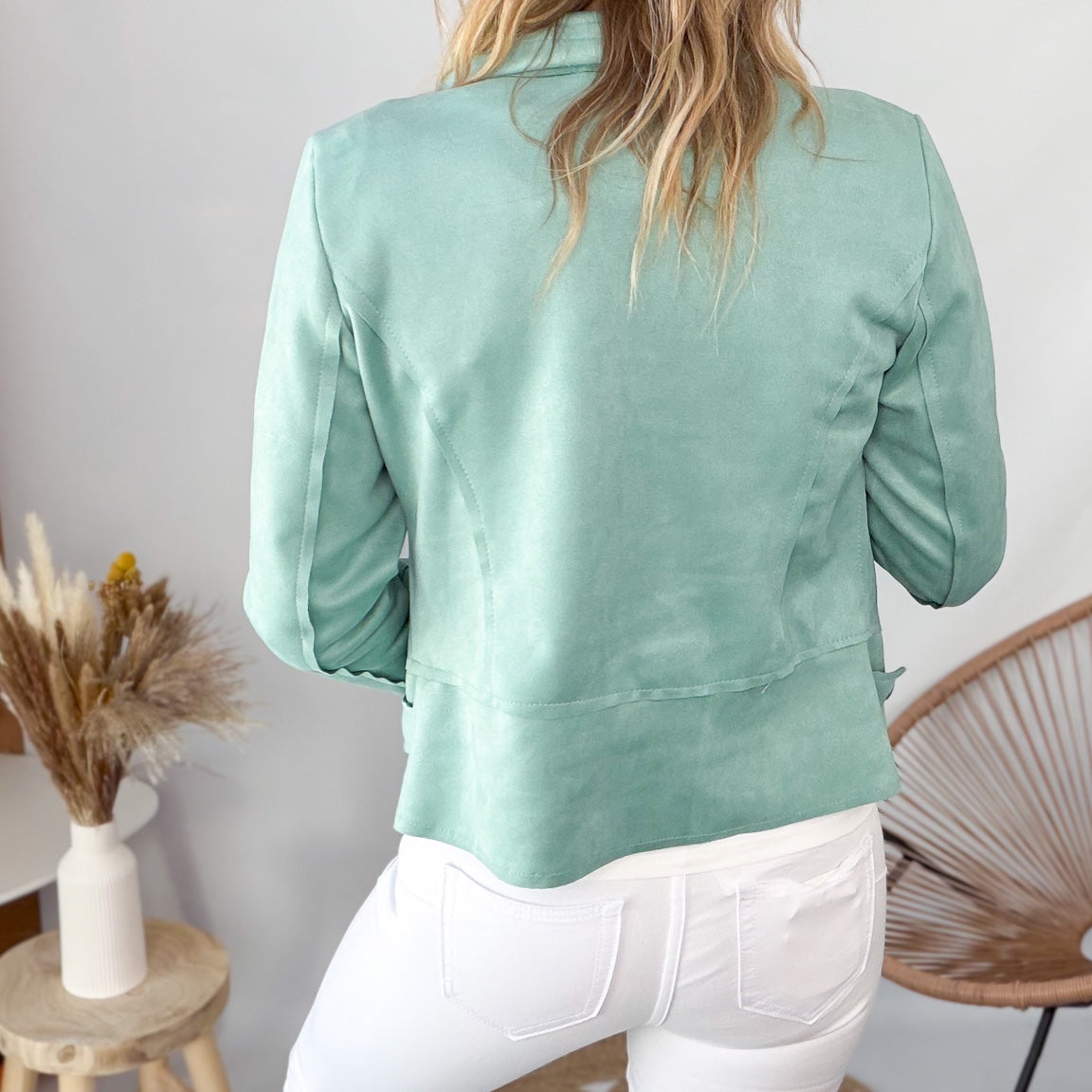 Perfecto en Suédine – Vert d’Eau