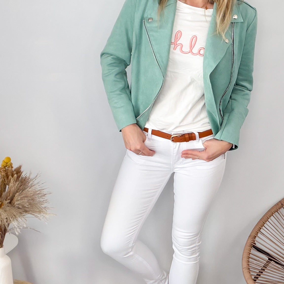 Perfecto en Suédine – Vert d’Eau