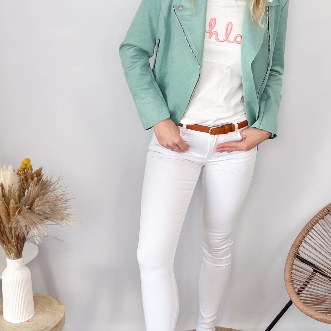 Perfecto en Suédine – Vert d’Eau