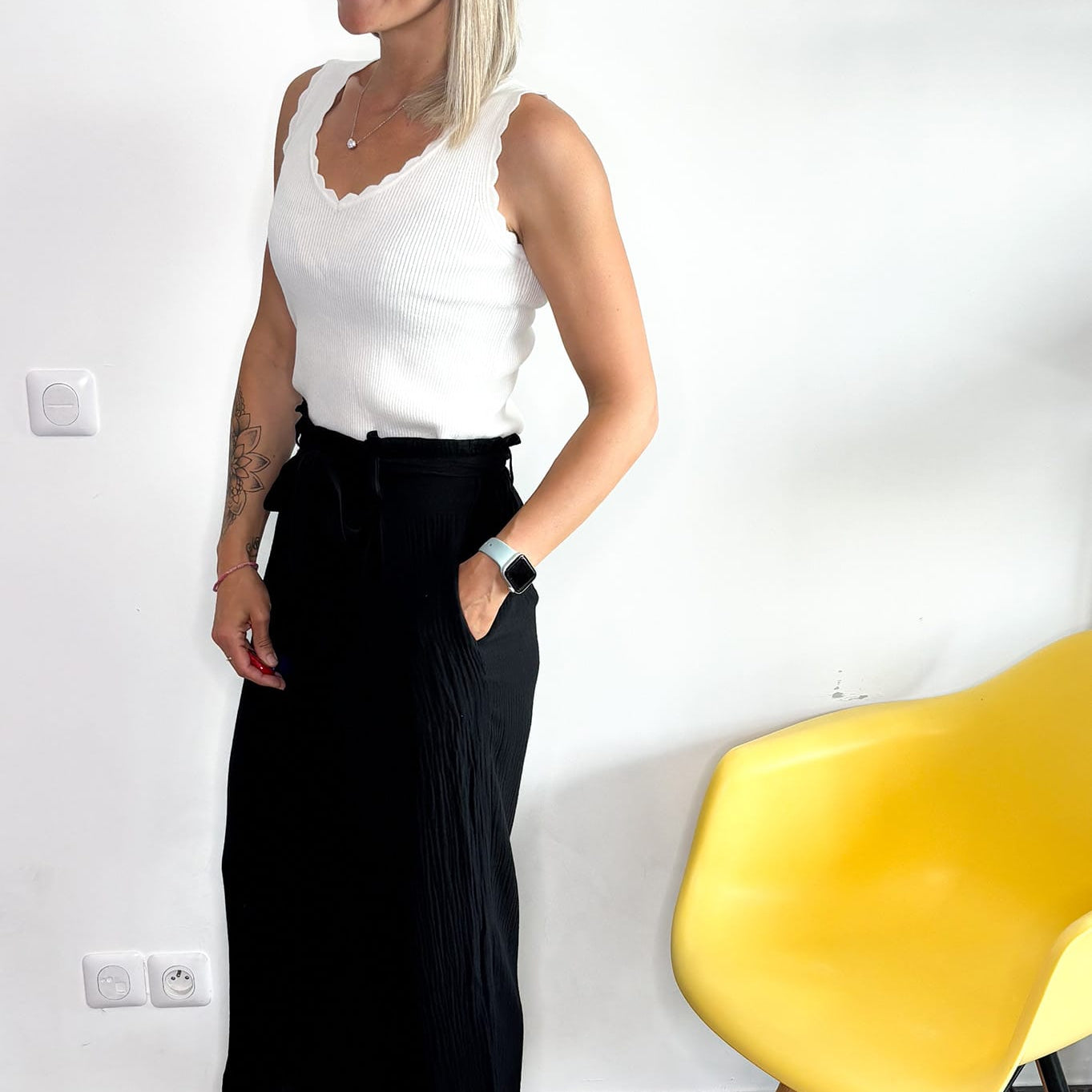 Pantalon noir en gaz de coton la boutique de lydie