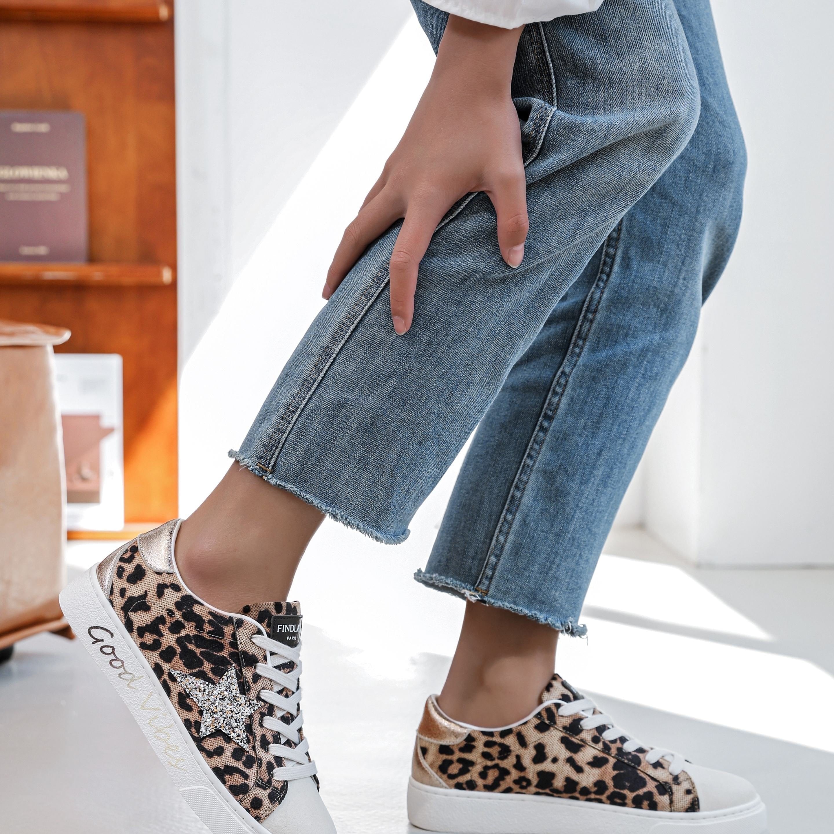 Baskets léopard effet tissu la boutique de lydie