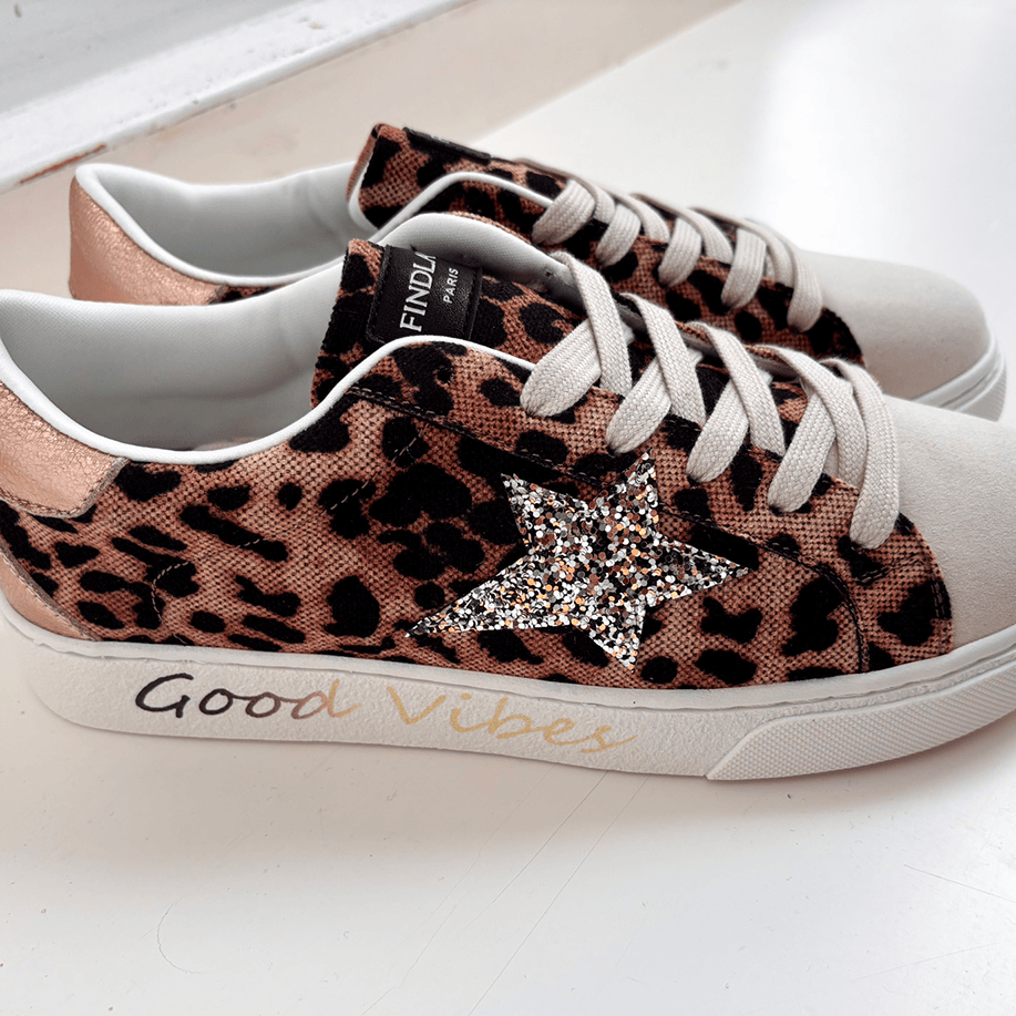 Baskets léopard effet tissu