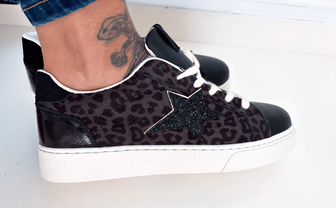 Baskets léopard noires