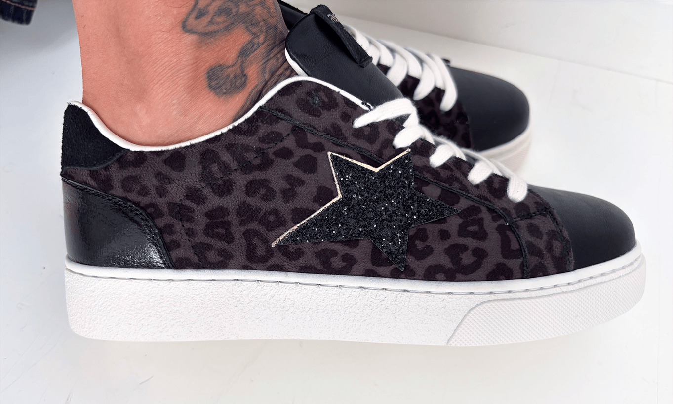 Baskets léopard noires