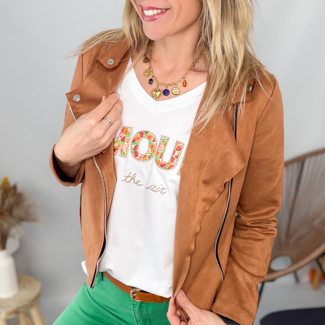 T-shirt blanc Amour Fleuri