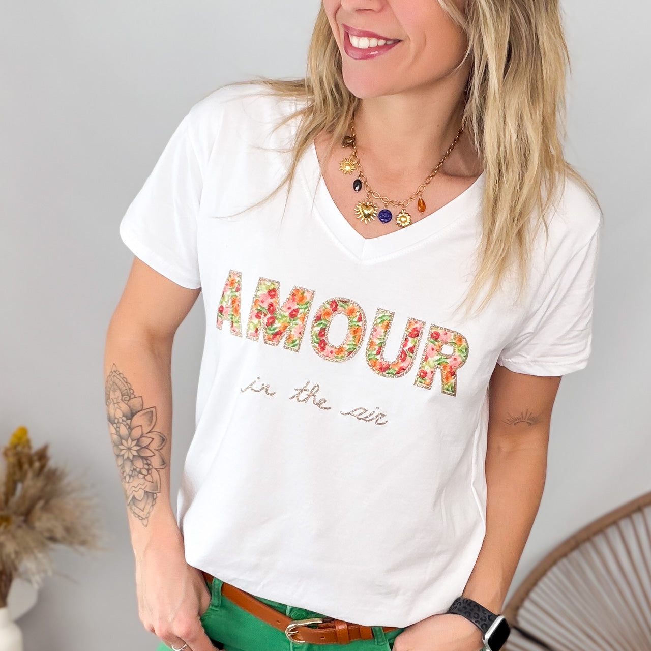 T-shirt blanc Amour Fleuri la boutique de lydie