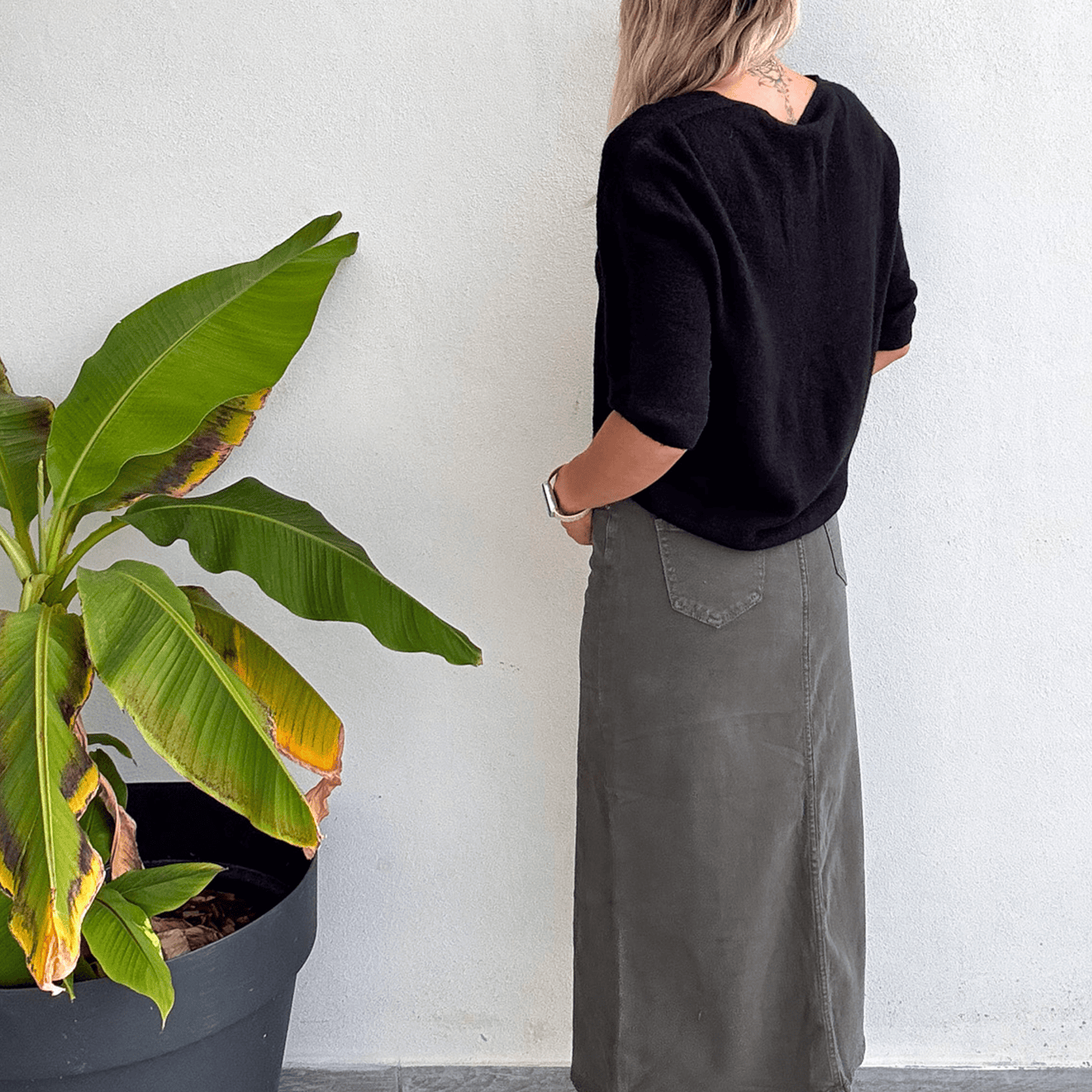 Jupe longue fendu kaki