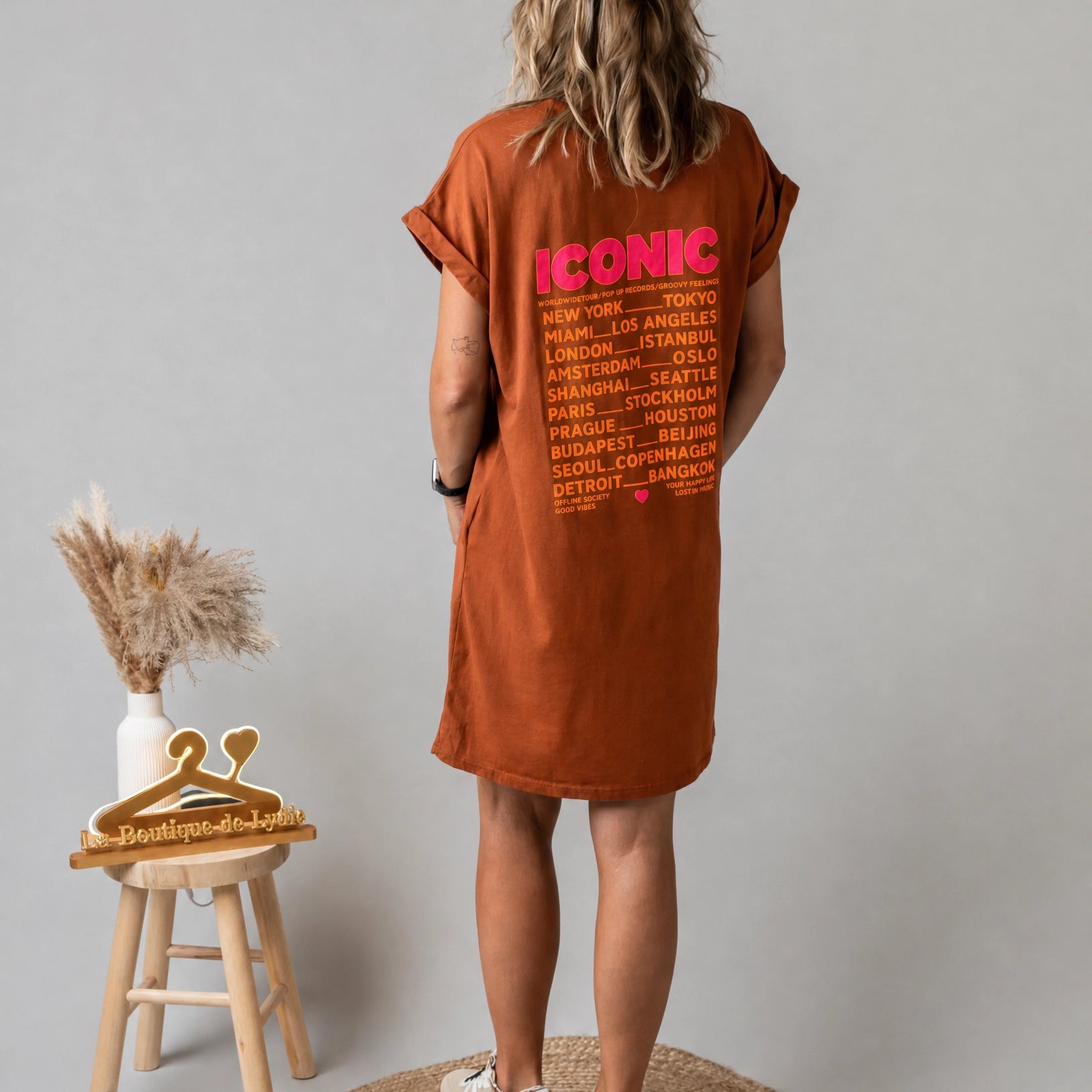 Robe courte t-shirt terracotta Iconic laz boutique de lydie