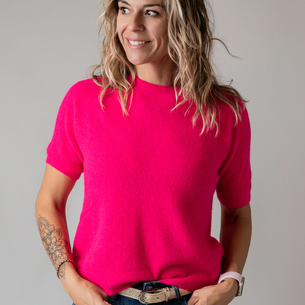 Pu fuchsia femme manches courtes