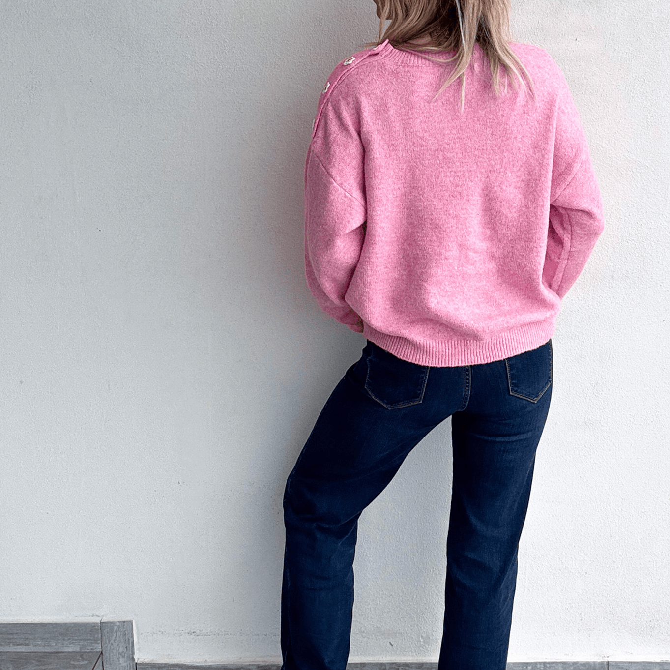 Pull rose, Amour avec fleurs coeur en dentelle