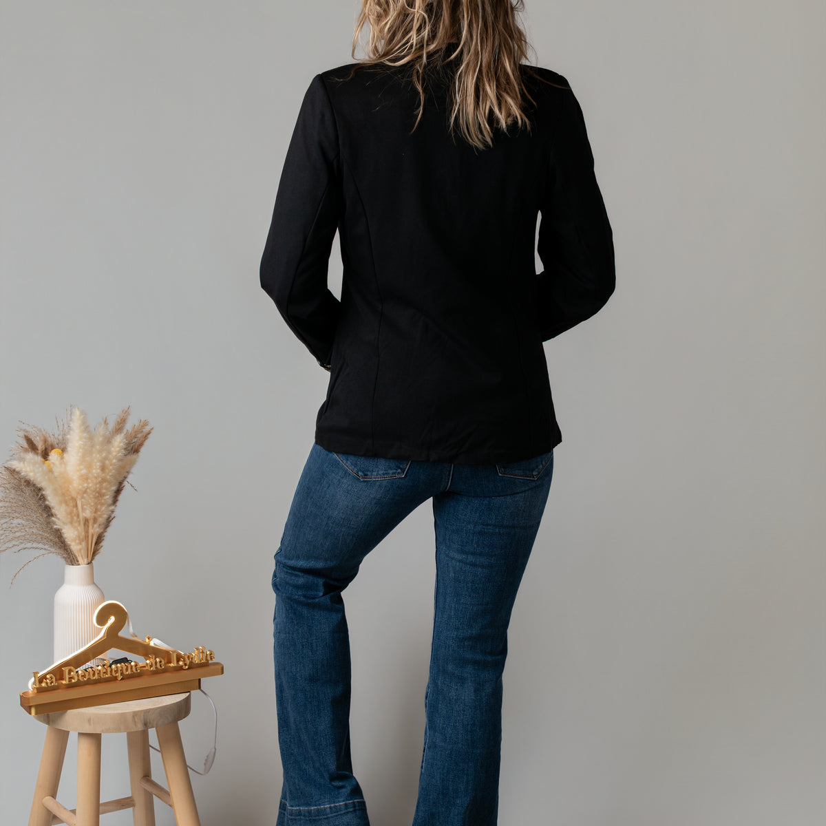 Veste officier noire boutons dorés revers léopard la Boutique de Lydie