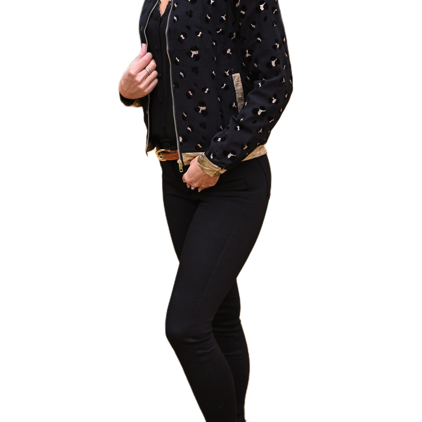 Bombers noir motifs léopard
