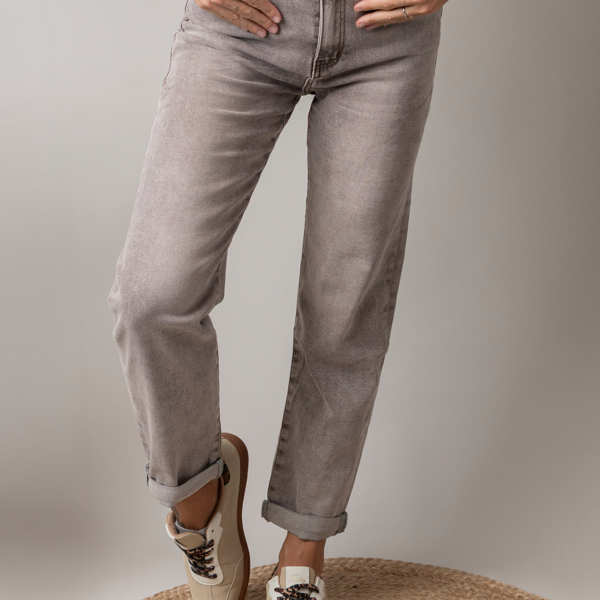 Jean barrel fit gris taupe chiné boutique de Lydie