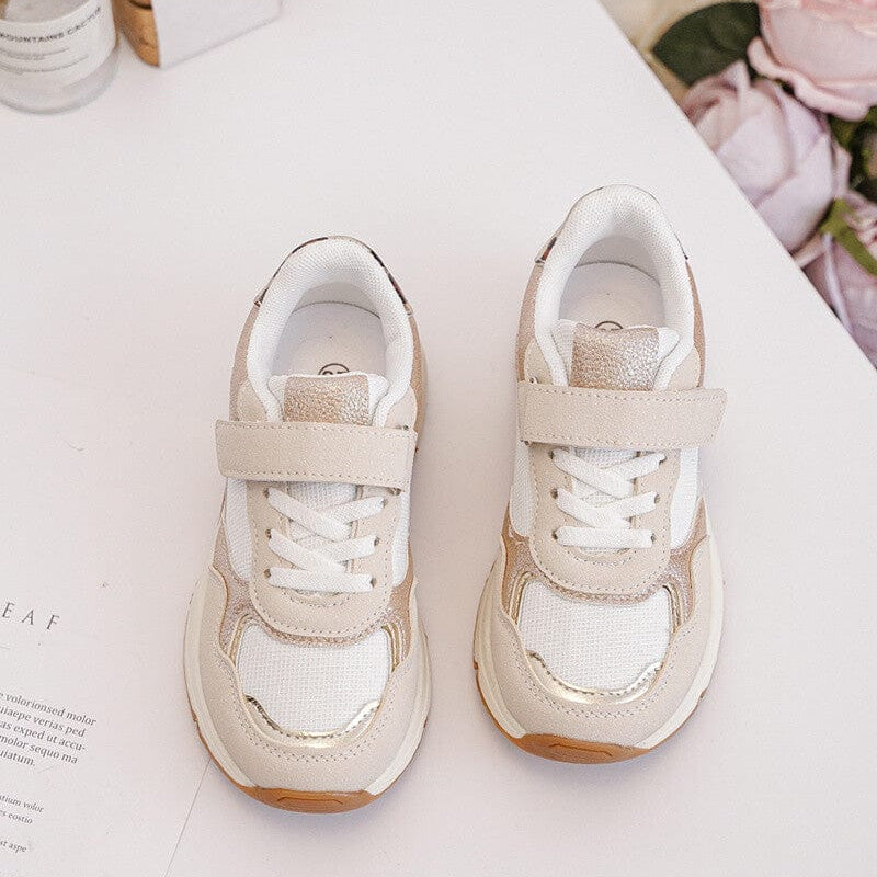 Baskets beiges avec bande léopard enfant