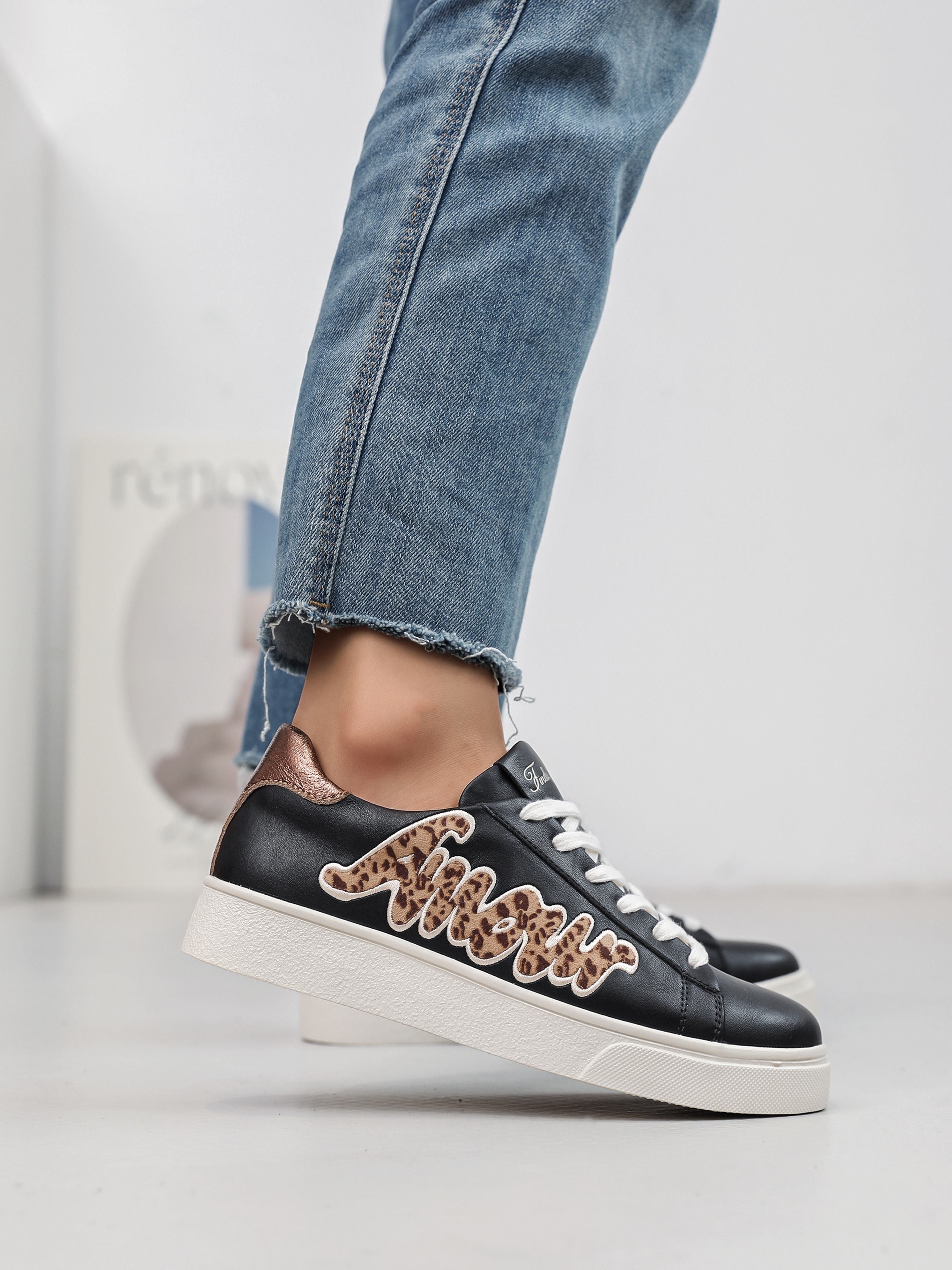 Baskets Amour noir / léopard la boutique de lydie